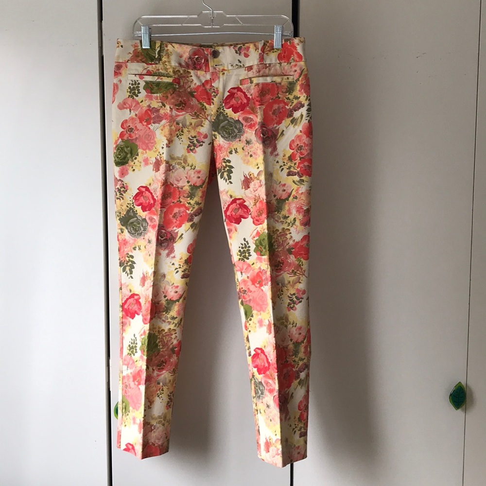 SZ 12 COTTON FLORAL ANKLE PANT